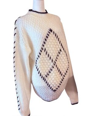 Vintage Chunky Knit Graphic Sweater Oversized (L/XL) ✨ 80/90s oversized knit XL)